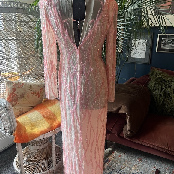 Beaded pink gown 80s - Picture 4 of 9